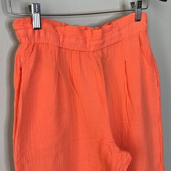 Bobi Revolve Paper Bag Waist Wide Leg Cotton Pant in Hot Coral Size XS NWT! - Picture 3 of 8